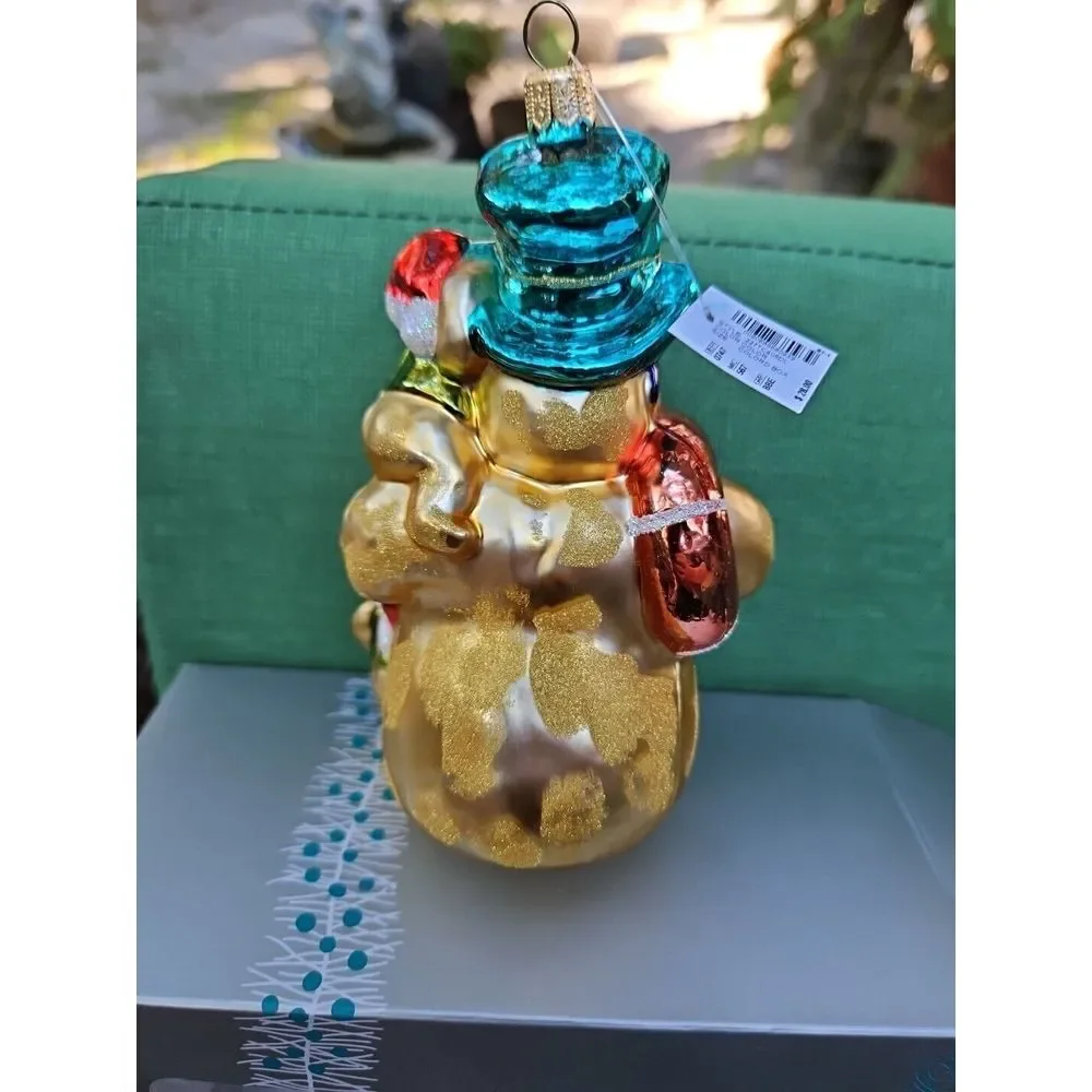 VTG Dillards Trimmings‎ BLOWN GLASS BEACH SNOWMAN Ornament Starfish Shells 5